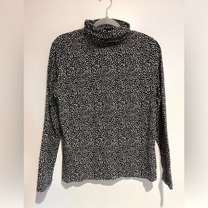 Liz Claiborne Animal Print Long Sleeve Cotton Turtleneck Size Large